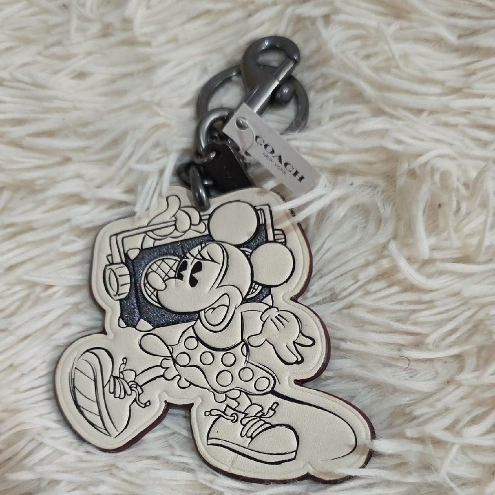 Coach Black and Cream Cartoon Keychain